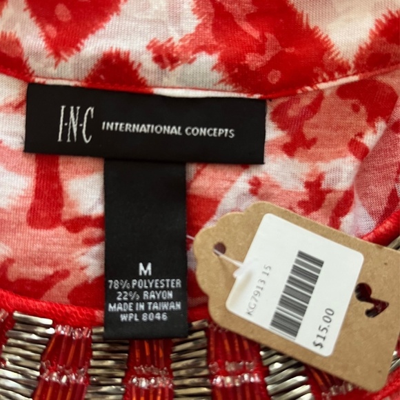 NWT INC beaded Red Classy Tank beach weekend top conservative - Picture 4 of 5